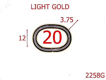Inele ovale - 2258G/INEL OVAL 2.CM OTEL GROSIME SARMA  3.75MM/GOLD LIGHT-20-mm-3.75-gold light---4G3/3G6--