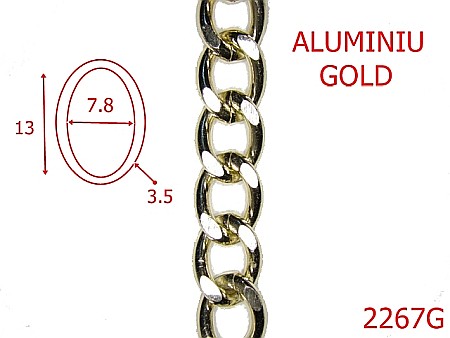 Lant poseta aluminiu - 2267G/LANT ALUMINIU SARMA DE 3.5 MM/GOLD-3.5-mm-3.5-gold---7K6--