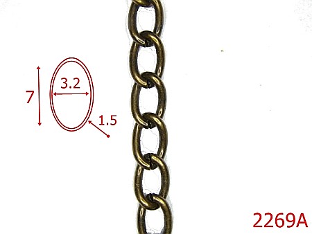 Lant poseta otel - 2269A/LANT OTEL SARMA 1.5 MM/3.2*7 /ANTIC-1.5-mm-1.5-antic---6J4--