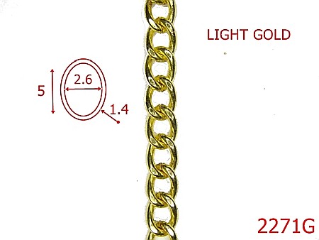 Lant poseta otel - 2271G/LANT OTEL SARMA 1.4 MM/2.6*5/GOLD LIGHT-1.4-mm-1.4-gold---7L5--