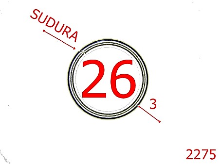 Inele sudate - 2275/INEL OTEL 26 MM ROTUND SARMA 3 MM/SUDAT/ NICHEL-26-mm-3-nichel-4E.4-4D2-4D5--