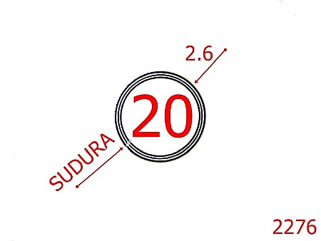 Inele sudate - 2276/INEL OTEL 20 MM ROTUND SARMA 2.6 MM/SUDAT/ NICHEL-20-mm-2.6-nichel---4A5-5H5-