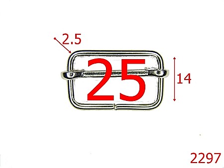 Catarame cu reglaj - 2297/CATARAMA DE REGLAJ 2.5CM DIN OTEL/SARMA 2.5MM/NICHEL-25-mm-2.5-nichel--1C1-6I1--