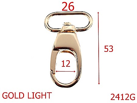 Carabine poseta - 2412G/CARABINA 26 MM ZAMAC GOLD LIGHT-26-mm---gold light---5D6--