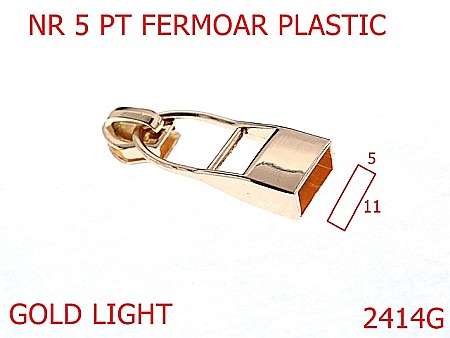 Cursori fermoar plastic - 2414G/CURSOR NR 5 FERMOAR PLASTIC GOLD LIGHT-NR 5-mm---gold light---2E1-2F1-