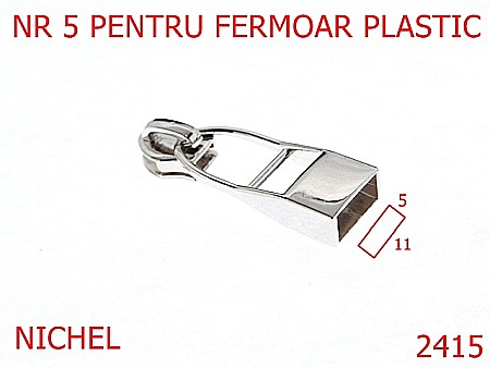 Cursori fermoar plastic - 2415/CURSOR NR 5 FERMOAR PLASTIC NICHEL-NR 5-mm---nichel---2E1-2F1-