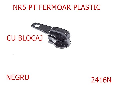 Cursori fermoar - 2416N/CURSOR NR 5 CU BLOCAJFERMOAR PLASTIC-NR 5-mm---negru---2G2--