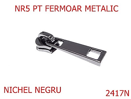 Cursori fermoar metalic - 2417N/CURSOR NR 5 FERMOAR METALIC  NICHEL NEGRU-NR 5-mm---nichel negru---2E1--