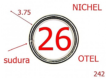 Inele - 242/INEL SUDAT  ROTUND  26 MM-26-mm-3.75-nichel--4D4-4K2-4j5-4G6-4C8--S4