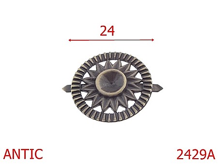 Accesorii metalice pentru marochinarie - 2429A/ORNAMENT ANTIC 24MM-22-mm---antic-----