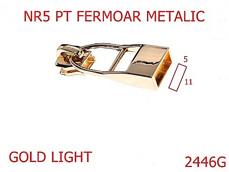 Cursori fermoar metalic - 2446G/CURSOR NR5 PT FERMOAR METALIC GOLD LIGHT-NR 5-mm---gold light-----