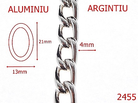 Lant poseta aluminiu - 2455/LANT ALUMINIU ARGINTIU 13mmX4mm-13-mm-4-nichel---7L6--