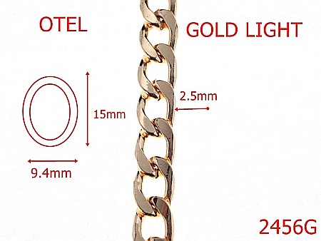 Lant poseta otel - 2456G/LANT OTEL GOLD LIGHT 9.4mmX2.5mm-9.4-mm-2.5-gold light---7I4--