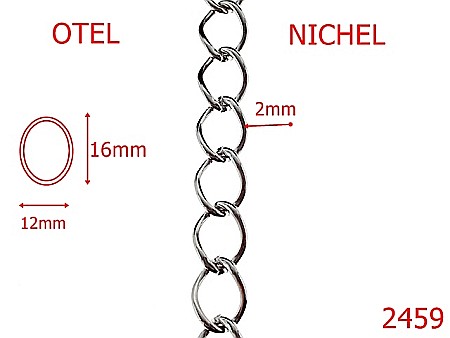 Lant poseta otel - 2459/LANT OTEL NICHEL 12mmX2mm-12-mm-2-nichel---7I4--