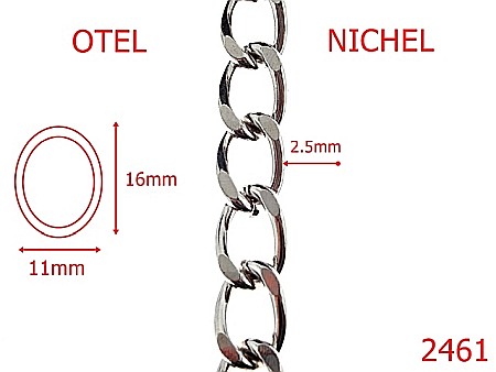 Lant poseta otel - 2461/LANT OTEL NICHEL 11mmX2.5mm-11-mm-2.5-nichel---7J6--