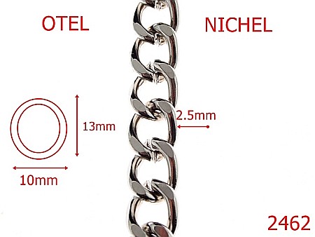 Lant poseta otel - 2462/LANT OTEL NICHEL 10mmX2.5-10-mm-2.5-nichel---7J6--