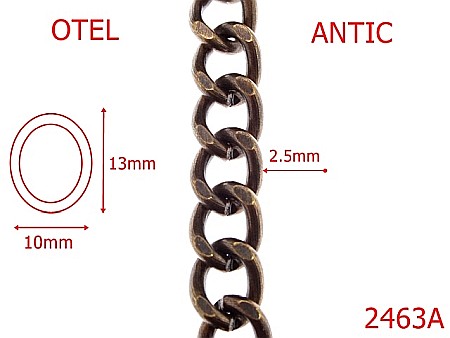 Lant poseta otel - 2463A/LANT OTEL ANTIC 10mmX2.5mm-10-mm-2.5-antic---7K6-7H4-