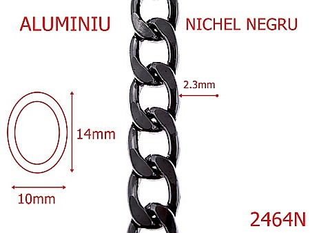 Lant poseta aluminiu - 2464N/LANT ALUMINIU NICHEL NEGRU 10mmX2.3mm-10-mm-2.3-nichel negru---13J13--