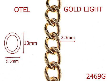 Lant poseta otel - 2469G/LANT OTEL GOLD LIGHT 9,5mmX2.3mm-9.5-mm-2.3-gold light---7K5--