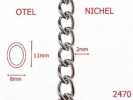 Lant poseta otel - 2470/LANT OTEL  NICHEL 8mmX2mm-8-mm-2-nichel-14E.4----