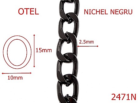 Lant poseta otel - 2471N/LANT OTEL  NICHEL  NEGRU 10mmX2.5mm-10-mm-2.5-nichel negru---7H4--