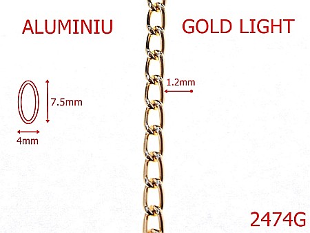 Lant poseta aluminiu - 2474G/LANT ALUMINIU 4mmX1.2mm-4-mm-1.2-gold light---7I6--