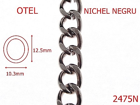 Lant poseta otel - 2475N/LANT OTEL NICHEL NEGRU 10.3mm X 2.4mm-10.3-mm-2.4-nichel negru---7I4--