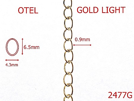 Lant poseta otel - 2477G/LANT OTEL GOLD LIGHT 4.3mmX0.9mm-4.3-mm-0.9-gold light---7I6/7L5-7H6-