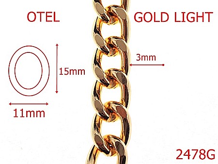 Lant poseta otel - 2478G/LANT OTEL GOLD LIGHT 11mmX3mm-11-mm-3-gold light---7H4--