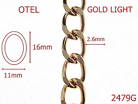 Lant poseta otel - 2479G/LANT OTEL GOLD LIGHT 11mmX2.6mm-11-mm-2.6-gold light---7J7-7G2-
