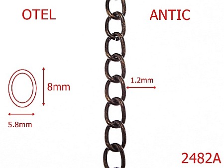 Lant poseta otel - 2482A/LANT OTEL ANTIC 5.8mmX1.2mm-5.8-mm-1.2-antic---7K7--