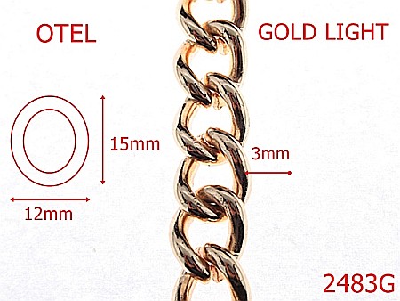 Lant poseta otel - 2483G/LANT OTEL GOLD LIGHT 12mmX3mm-12-mm-3-gold light---7I4--