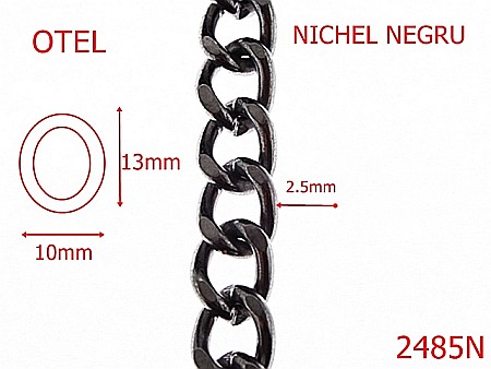 Lant poseta otel - 2485N/LANT OTEL NICHEL NEGRU 10mmX2.5mm-10-mm-2.5-nichel negru---7J4--