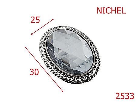 Accesorii metalice pentru marochinarie - 2533/ORNAMENT OVAL 25X30mmNICHEL-25-mm---nichel-R16----