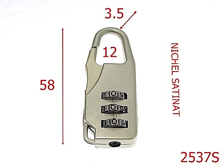Accesorii metalice pentru marochinarie - 2537S/LACATEL VALIZA-58-mm-3.5-SATIN-15B8--2F4---Y43-Y44