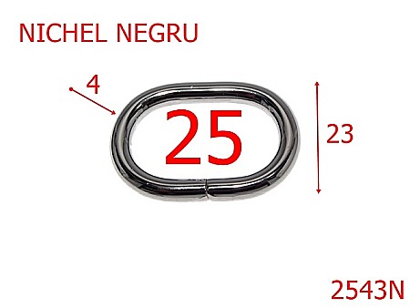 Inele ovale - 2543N/INEL OVAL-25-mm-4-nichel negru---3H6--
