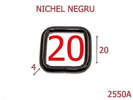 Inele dreptunghiulare - 2550N/INEL DREPTUNGHIULAR-20-mm-4-nichel negru--3J6-3J5---