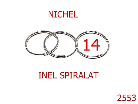 Inele breloc - 2553/INEL SPIRALAT PT CHEI DIAM 14MM -14-mm-0.9-nichel---7C5/4A2/7A3--