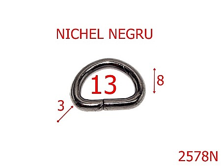 Inele D - 2578N/INEL-13-mm-3-nichel negru---3F3--