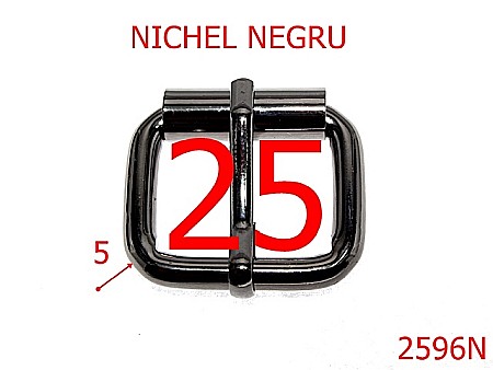 Catarame rola si 1 cui - 2596N/CATARAMA CU ROLA-25-mm-5-nichel negru--7G1-6F5-6F7-