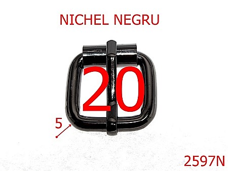 Catarame rola si 1 cui - 2597N/CATARAMA CU ROLA-20-mm-5-nichel negru--7H1-6G4--