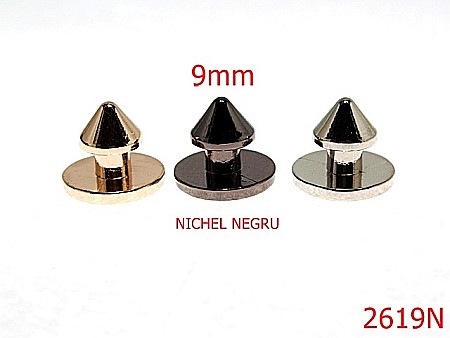 Accesorii metalice pentru marochinarie - 2619N/OPRITORI STILIZATI-9-mm---nichel negru-----V44