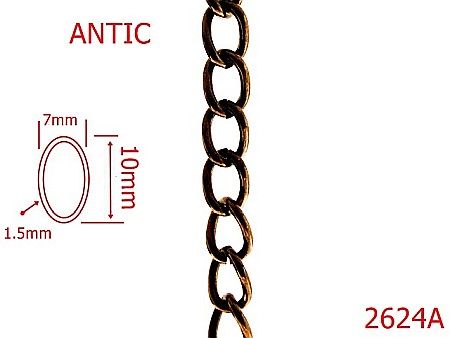 Lant poseta otel - 2624A/LANT-7X10-mm-1.5-antic---7J6--