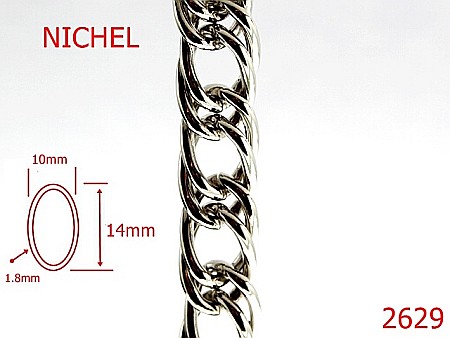 Lant poseta otel - 2629/LANT-10X14-mm-1.8-nichel---7I2-7I3-
