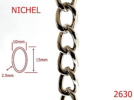 Lant poseta otel - 2630/LANT-10X15-mm-2.5-nichel---7G7--