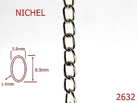 Lant poseta otel - 2632/LANT-5.6X8.5-mm-1.4-nichel---7H3--