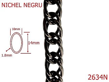 Lant poseta otel - 2634N/LANT-10X15-mm-1.8-nichel negru---7I7--