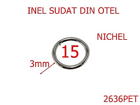 PET - 2636PET/INEL ROTUND-HARNASAMENT SUDAT-15-mm-3-nichel-AO23----