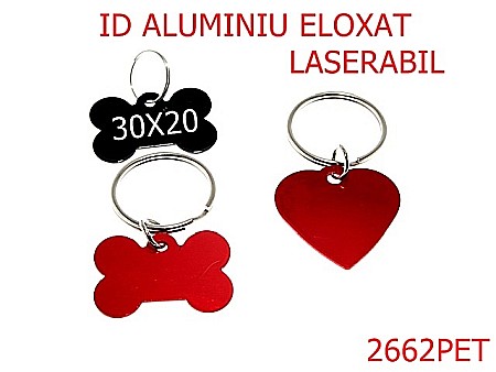 PET - 2662PET/MEDALION  ID CAINI /LASERABIL-30X20-mm---negru-----