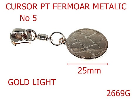 Cursori fermoar plastic - 2669G/CURSOR FERMOAR METALIC-No 5-----gold light---7C3--
